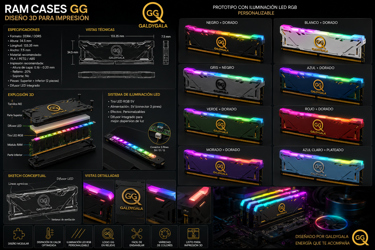 GG GALDYGALA RAM Covers with RGB LEDs